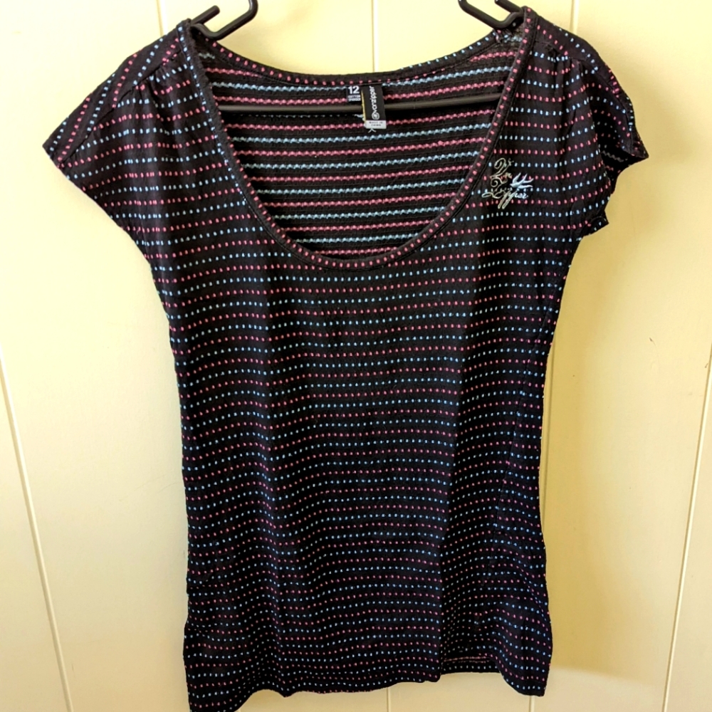 VonZipper top - black with color dots